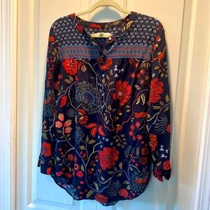 LOFT Multi Patterned Button Down Blouse